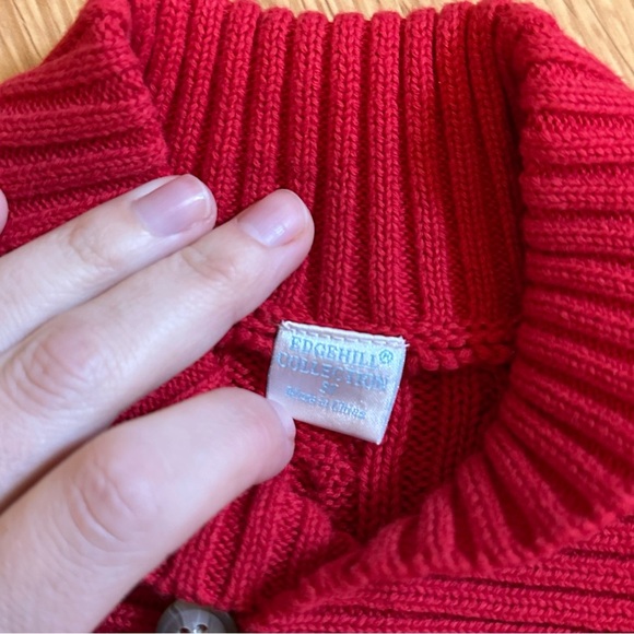 Edgehill collection red thick cable knit 100% cotton sweater Valentine’s Day 4T - Picture 2 of 7